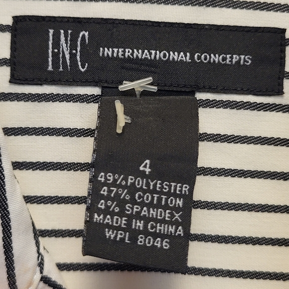 INC International Concepts Black and White Striped Shirt - Size 4 - Picture 3 of 4
